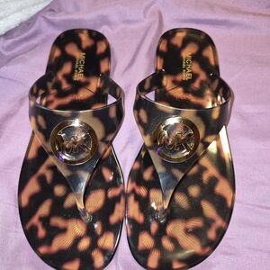 Michael Kors Tortoiseshell and Gold Sandals